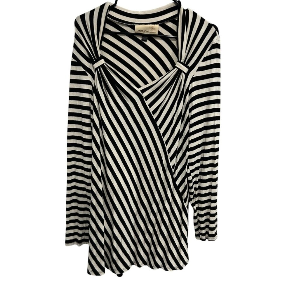 Antthony Originals Whimsygoth Black White Striped Long Sleeve Top